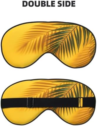 Minimalist Summer with Yellow Palm Leaf Shadow Sleep Mask Eye Mask with Adjustable Strap, Eye Sleep Shade Cover Blocks Light for Women Men Airplane Travel Nap Meditation