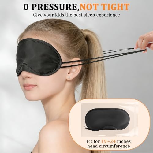 HOFASON 200 Pcs Blindfolds Bulk Sleep Eye Mask for Party Games Team Building Travel, Disposable Sleeping Masks for Kids Boys Girls with Nose Pad and Elastic Strap (Black)
