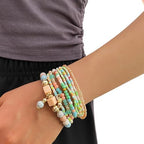 IFKM 8PCS Beaded Bracelets for Women, Multilayered Stackable Strand Stretch Bead Bracelet Pack Handmade Trendy Bohemian Charm Jewelry
