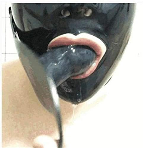 Latex Mask Rubber Hood with Removable Eyes and Mouth Mask Open Eyes Mouth Back Zipper
