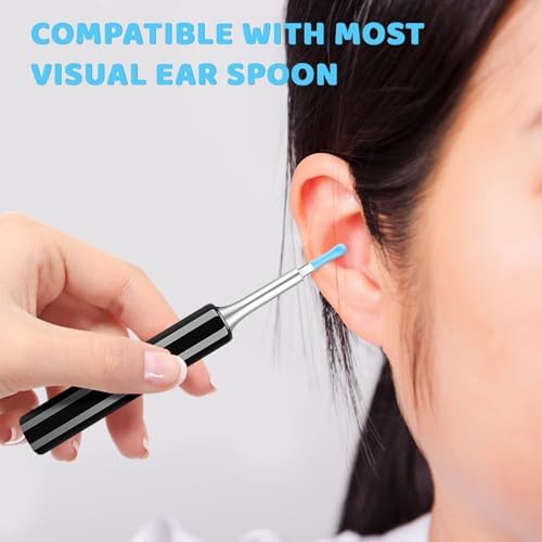 30 PCS Ear Wax Removal Replacement Tips for Ear Camera, Silicone Replacement Tips Ear with Manual Ear Cleaning Tool Set, Ear Spoon Tip Cover Replacement Accessories for Ear Camera Otoscope