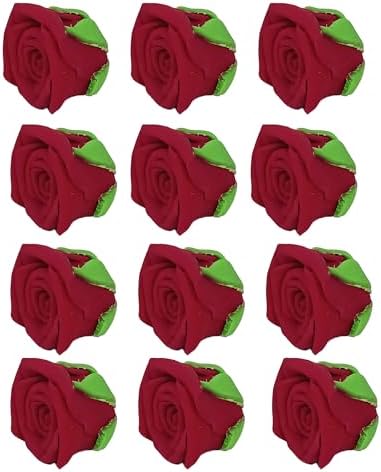 Confect Edible Deep Burgundy Rose Toppers – Edible Roses for Cake & Cupcake Decorations, Perfect for Weddings & Special Occasions- Vegan, Gluten-Free, Dairy-Free, Palm Oil-Free - Pack of 12
