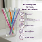 Kids 40 Prepasted Disposable Toothbrushes Individually Wrapped - Single Use Pre Pasted Disposable Toothbrushes with Toothpaste Built in - Waterless Toothbrush for Travel, Guests, Hotel, & Camping