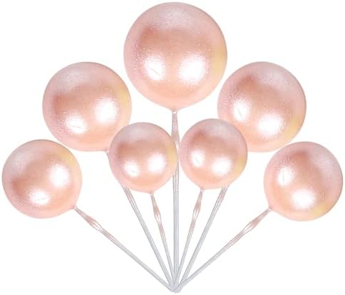 Rsstarxi 30 PCS Mini Balloons Cake Topper - DIY Insert Foam Balls Pick for Wedding, Anniversary, Birthday Party Decorations - Rose Gold
