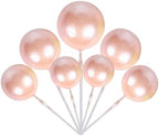 Rsstarxi 30 PCS Mini Balloons Cake Topper - DIY Insert Foam Balls Pick for Wedding, Anniversary, Birthday Party Decorations - Rose Gold