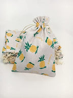Autupy 20 Pack 5.5 x 3.9 Inch Pineapple Drawstring Pouch Pineapple Favor Bags for Hawaiian Tropical Party Luau Party Birthday Party Decoration