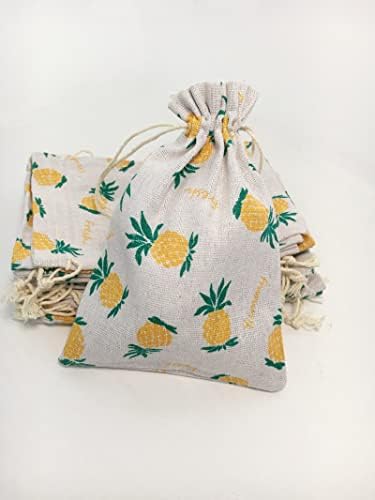Autupy 20 Pack 5.5 x 3.9 Inch Pineapple Drawstring Pouch Pineapple Favor Bags for Hawaiian Tropical Party Luau Party Birthday Party Decoration