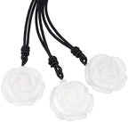 Nupuyai Hand Carved Flower Stone Pendant Necklace for Women, Handcraft Rose Pendant with Chain for Mom Adjustable 27.5"