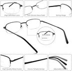 Bifocal Reading Glasses for Men,Lightweight Metal Clear Top Bi-focal Readers Half Frame Far/Near Dual-use Eyeglasses