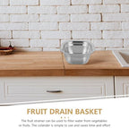 Zerodeko Stainless Steel Colander Bowl Set Square Kitchen Sink Metal Storage Basket Large Capacity Fruit Vegetables Washing Basin Rice Strainer Washer 9.8 inch
