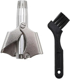 Manual Nose Hair Trimmer for Man & Woman,Trimmer for Nose,Ear,Moustache and Whiskers Hair,Waterproof,Stainless Steel with Brush,Nasal Clippers，Comes with a Cleaning Brush, Silver