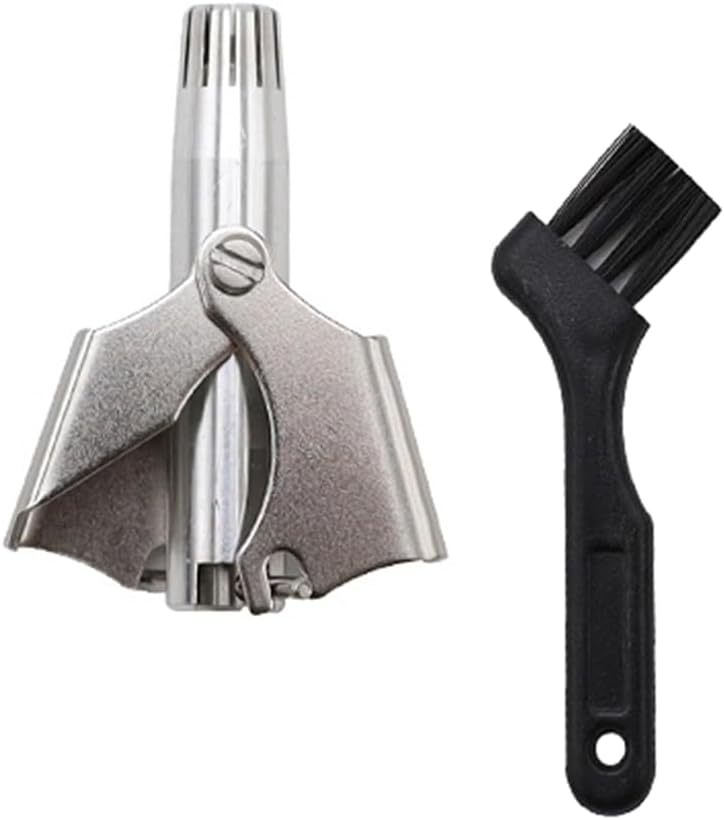 Manual Nose Hair Trimmer for Man & Woman,Trimmer for Nose,Ear,Moustache and Whiskers Hair,Waterproof,Stainless Steel with Brush,Nasal Clippers，Comes with a Cleaning Brush, Silver