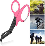 Bandage Shears Scissors EMT and Trauma Shears, Bent Stealth Black Coated for Nurses, Students, Emergency Room (15cm, Pink)