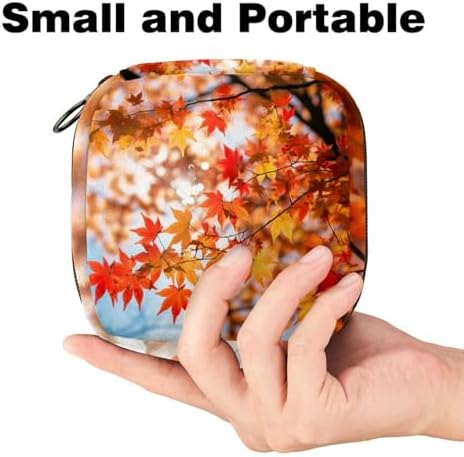 Sanitary Napkin Storage Bag,Period Bag,Autumn Season Tree and Leaves,Sanitary Bags for Feminine Products