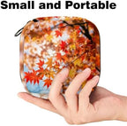Sanitary Napkin Storage Bag,Period Bag,Autumn Season Tree and Leaves,Sanitary Bags for Feminine Products