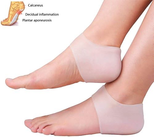 Silicone Heel Cushion 2 Pairs (4 pcs), Plantar Fasciitis Foot Sleeve, Comfortable Protective Heel Protector to Instantly Relieve Pain and Pressure, Protect Bone & Heel Spurs