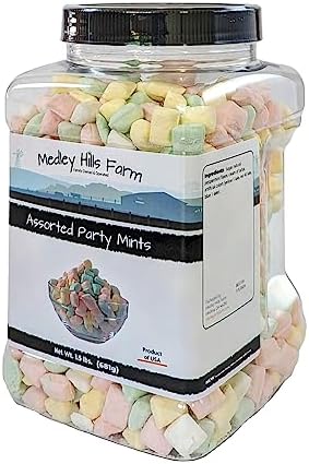 Assorted Party Mints By Medley Hills Farm in Reusable Container 1.5 lbs. - Great wedding mints for guests, baby shower or birthday party - Product of USA