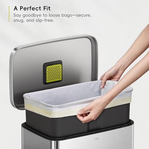 EKO 13 Gallon / 40-60 Liter,110 Count Drawstring Trash Bags, Extra-Strong Unscented Garbage Bags, Easy-Dispense Roll for Kitchen & Household Use, Resists Tears, Leaks and Punctures, Code F, White