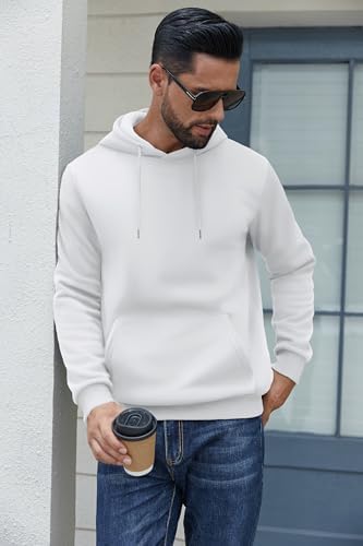 COOFANDY Men's Hoodies Pullover Fleece Lined Hoodie Casual Long Sleeve Drawstring Hooded Sweatshirts with Kanga Pocket