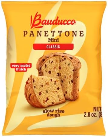 Bauducco Panettone – Individually Wrapped Italian Holiday Cake, Classic Panettone Bread with Raisins & Candied Fruit – 2.8 oz Each, (Case of 25)