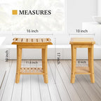 Unibambou Bamboo Shower Bench Inside Shower Stool with Storage Shelf, Spa Bath Chair for Bathroom, Seat or Organizer for Living Room, Bedroom and Garden - Great for All Ages Elderly (Small, Natural)