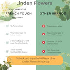 The French Touch Linden Flowers Tea ORGANIC | 2.0g x 30 Pyramid Bags | 100% Certified USDA Organic | Plant based tea bags | Select Premium Tea (Linden Flowers) | Caffeine-free