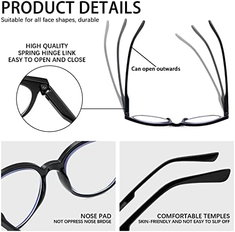 SIGVAN Progressive Multifocus Reading Glasses Blue Light Blocking Women Men Computer Eyeglasses Spring Hinge Readers (3 Black, 2.0)