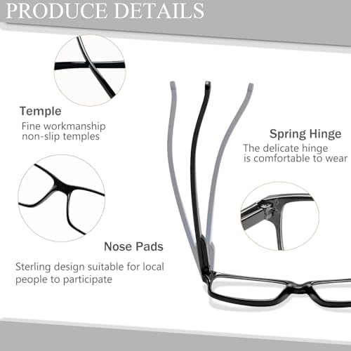 NORPERWIS Reading Glasses 6 Pairs Quality Readers Spring Hinge Glasses for Reading for Men and Women (6 Pack Black, 3.5, x)