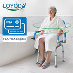 Loyoda FSA/HSA Eligible Swivel Shower Chair with Arms and Back, Padded Shower Bench with Pivoting Arms, Height Adjustable Shower Chair for Elderly and Disabled, 400 lbs