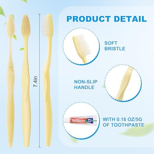 Disposable Toothbrush with Toothpaste Set, Individually Wrapped Soft Bristles Travel Size Manual Toothbrushes Kit in Bulk for Hotel/Travel/ Business/Donation/Homeless/Charity/Camping (50 Pack)