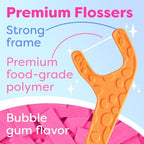 Kids Flossers 4 Pack (200 Count) – Fun Animal-Shaped Floss Picks for Kids, Bubble Gum Flavor, Easy Glide Between Teeth, Helps Prevent Tooth Decay & Gum Disease