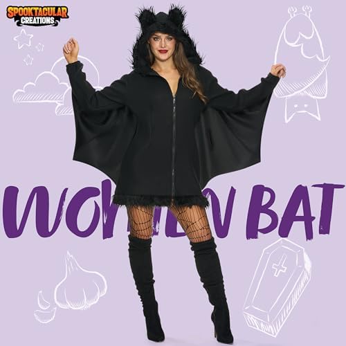 Spooktacular Creations Black Bat Costume Women, Halloween Costumes for Adults