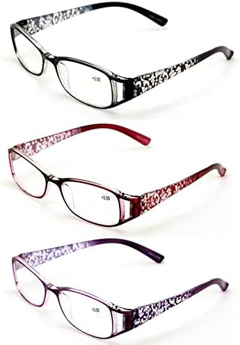 V.W.E. 3 Pairs Women Flower Floral Readers - Fashion Reading Glasses Magnification