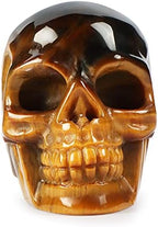 Artistone 2''Tigers Eye Crystal Skull Head Statue Decor,Hand Carved Gemstone Quartz Human Skull Figurine Sculpture Healing Stones for Closet,Fireplace,Home Decoration