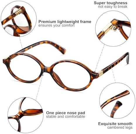 Oval Retro Blue Light Blocking Glasses for Women Men Vintage Fashion 90s Small Face Computer Screen Gaming TV Phones Anti Eyestrain & UV Glare Glasses Non-prescription