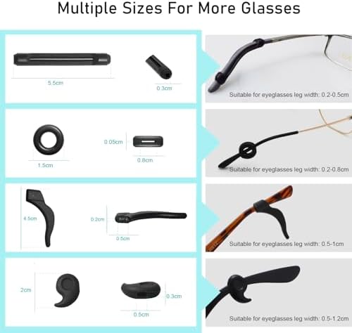Eyeglasses Ear Grippers Set, 16 Pairs Anti Slip Eyeglasses Grip for Behind the Ear, Comfortable Silicone Eyeglass Holder for Sunglasses Presbyopia Glasses Sports Glasses