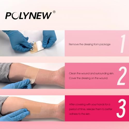 4" x 4"-12 Pack Extra Thin Hydrocolloid Dressing for Light Exudate, Hydrocolloid Patches Waterproof Wound Dressing, Adhesive Hydrocolloid Bandages, for Pressure Ulcer, Bed Sore
