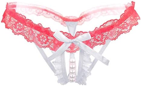 Women’s Sexy Panties,Lace Thongs G-String with Pearls Ball