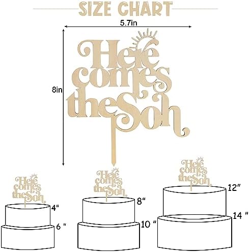 Here Comes the Son Cake Topper - Baby shower for Wooden Party Decor,Boho Photo Booth Props,Summer Sea Theme Birthday Party Surprise Decorations,You Are My Sunshine Cake Topper (Here Comes the Son)