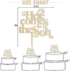 Here Comes the Son Cake Topper - Baby shower for Wooden Party Decor,Boho Photo Booth Props,Summer Sea Theme Birthday Party Surprise Decorations,You Are My Sunshine Cake Topper (Here Comes the Son)