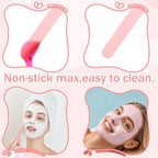 Non-Stick Silicone Waxing Spatulas - 4 PCS Reusable Spatula Hair Removal Sticks Applicator, Silicone Hard Waxs Scraper, Eyebrow Wax Sticks for Home & Salon Use (Pink)