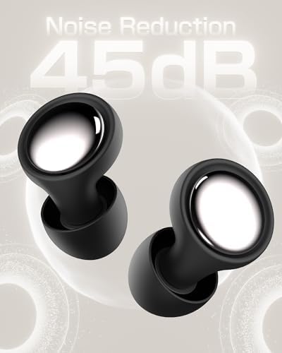 Ear Plugs for Sleeping and Concerts with Cord, Anti-Loss Reusable Earplugs, Ultra-Comfy Earplugs, 45dB Noise Reducing, Hearing Protection for Travel & Focus, 7 Pair Silicone & Foam Eartips