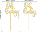 Gyufise 36 Pack Oh Baby Cupcake Toppers Glitter Baby Shower Cupcake Picks Decorations for Celebrating Baby Shower Kids Birthday Party Supplies Gold