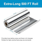 PAMI Aluminum Foil Roll, Extra Long Standard Aluminum Foil for Food Storage, Cooking, Baking & Grilling, Durable Food Grade Foil for Home & Commercial Use (18'' x 500 Ft)