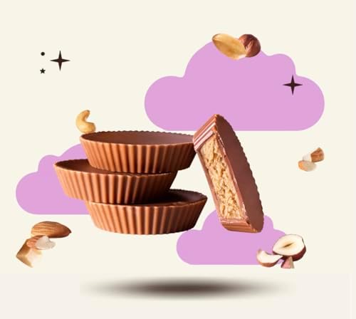 7th Heaven, Vegan Oat Milk Chocolate Cups: Mixed Nuts - (1.5 oz - 6 Pack), Healthy Chocolate, Perfect Valentines Gift For Your Loved Ones, 100% Dairy Free, Non GMO, Kosher Parve, Cruelty Free, Fair Trade Cocoa
