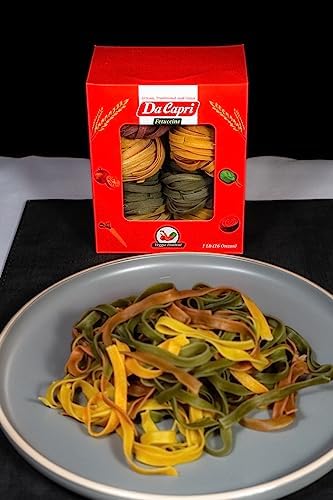 Da Capri Veggie Festival Fettuccine (Pack Of 2) | Artisanal Homemade Pasta | 16 Oz Vegan & Healthy | 100% Natural & Plant-Based | Easy to make & Fast Cooking