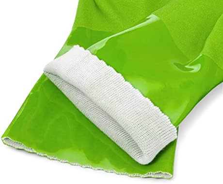 kitchen-star Ultimate Rubber Household PVC Gloves with Comfortable Cotton Lining, Anti-Slip surface, Kitchen Dishwashing, Extra Thickness, Kitchen Cleaning, Working, Painting, Pet Care (Large, Green)