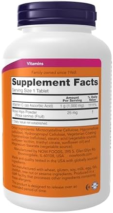 NOW Foods Supplements, Vitamin C-1,000 with Rose Hips, Sustained Release, Antioxidant Protection*, 250 Tablets