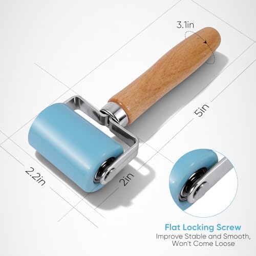 3rd-Gen Sound Deadening Roller, Professional Dual Bearing Hand PU Seam Roller Application Tool with Wood Handle for Car Audio Sound Deadener, Installation Mat, Wallpaper & Vinyl Wrap