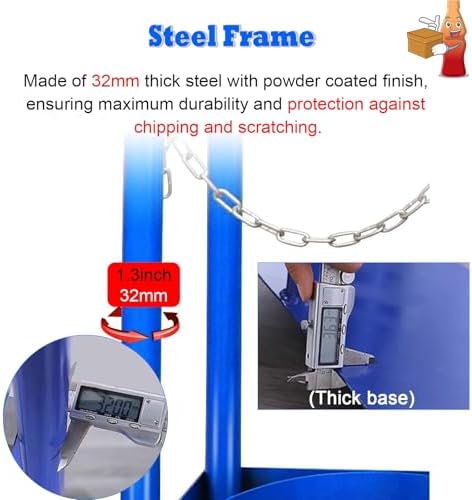 Steel Cylinder Tank Rack with Protective Chain & Fixing Screws, Floor Mount Cylinder Bracket, Gas Cylinder Fixed Shelf for Laboratory Factory(White (1 pc),10.6inch/27cm)